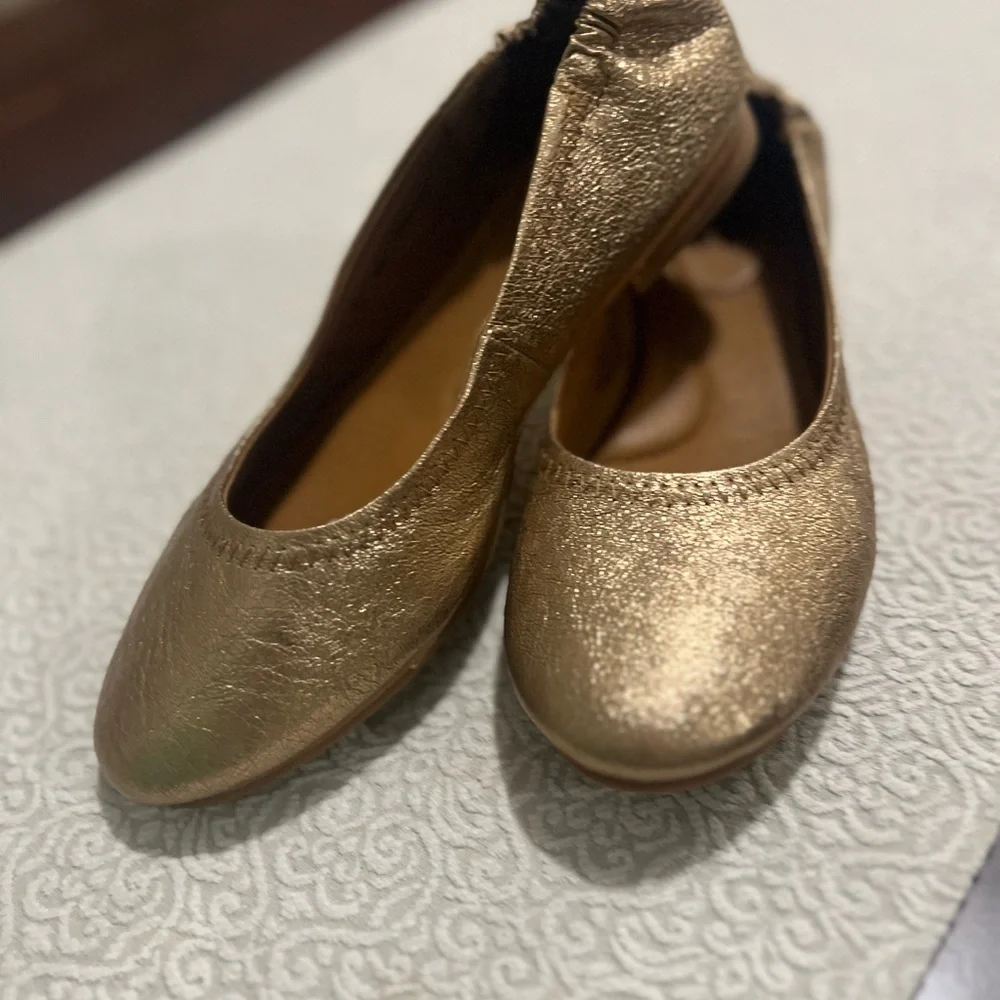 Sofft Shoes Leather Size 7 Kenni Soft Gold Scrunch Back Ballet Flats - Picture 4 of 11